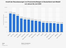 Grafik: Hitliste der Neuzulassungen im ersten Halbjahr - VW dominiert