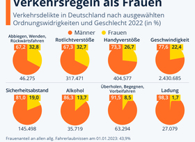 Grafik: Verkehrsverstöße auf deutschen Straßen - Männer weit vorn