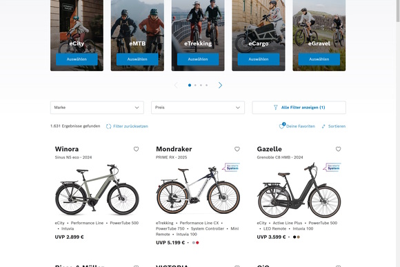 Bosch E-Bike-Finder - 2.500 Pedelec-Modelle im Überblick